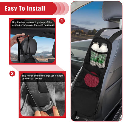 Multi-Pocket Car Seat Hanging Organizer Storage Bag for Phone Wallet Glasses