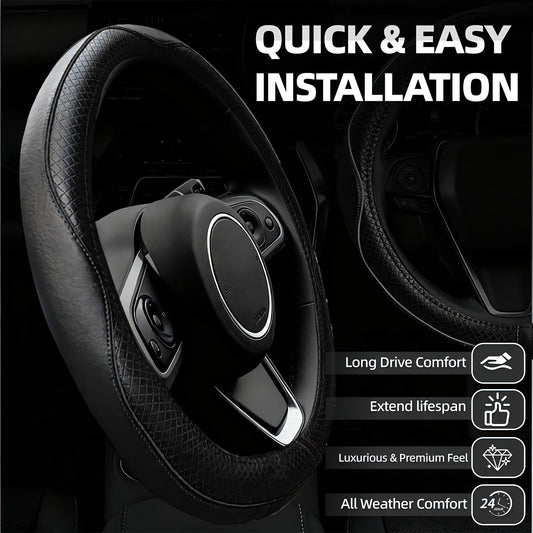 6-Piece Steering Wheel Cover Set Microfiber Leather with Console & Seat Belt Cushions