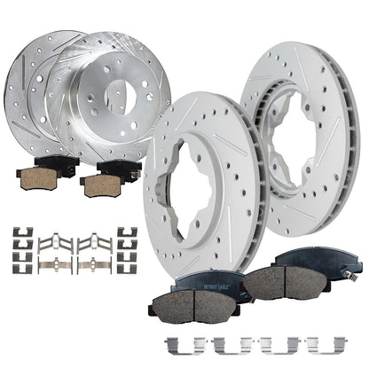 Front & Rear Brake Kit with Drilled Slotted Rotors & Ceramic Pads for Camaro V6 2010–2015