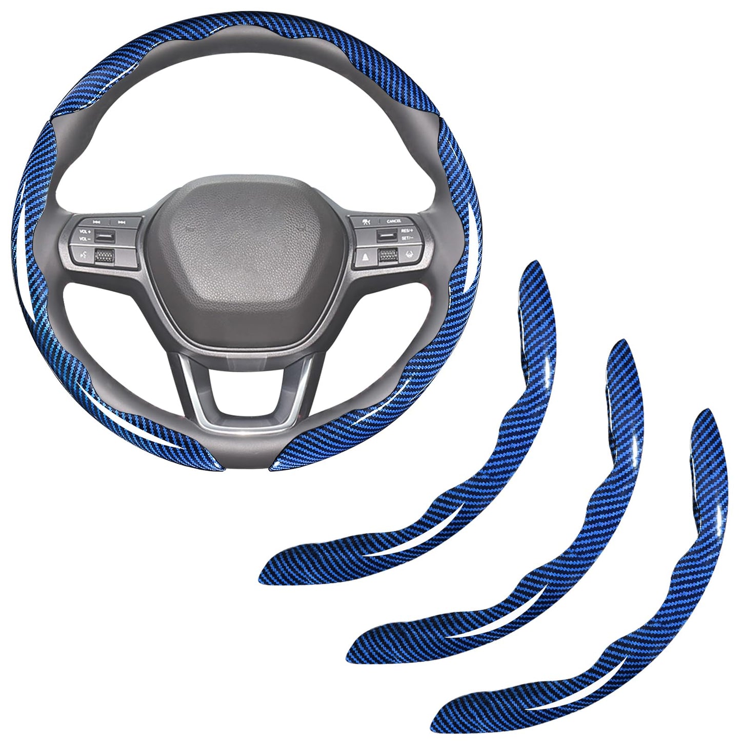 Carbon Fiber Steering Wheel Covers 3 Piece Clip on Steering Wheel Cover