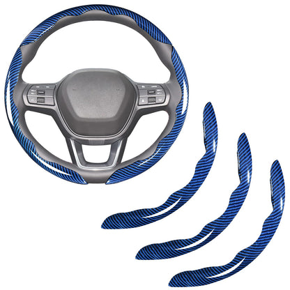 Carbon Fiber Steering Wheel Covers 3 Piece Clip on Steering Wheel Cover