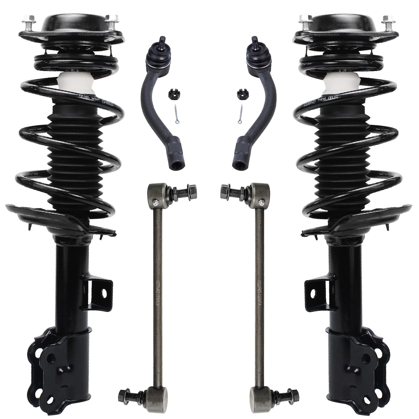 Front & Rear Suspension Kit with Struts Control Arms & Tie Rods for Camaro 2011–2012