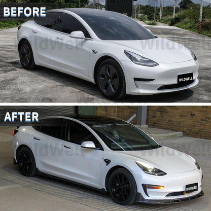 Full Body Kit with Spoiler Diffuser Front Lip & Side Skirts for Model 3 2017–2023