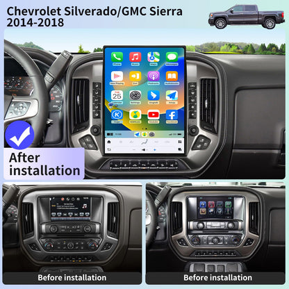 15.6" Touchscreen Car Stereo Head Unit with CarPlay Android Auto GPS for Silverado Sierra 2014–2019