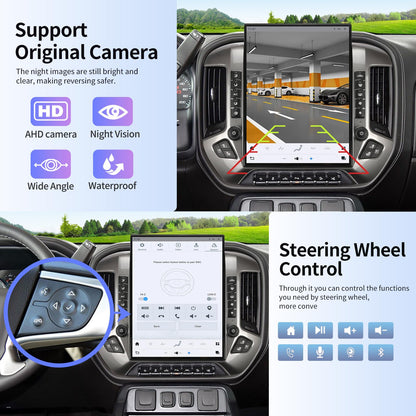 15.6" Touchscreen Car Stereo Head Unit with CarPlay Android Auto GPS for Silverado Sierra 2014–2019