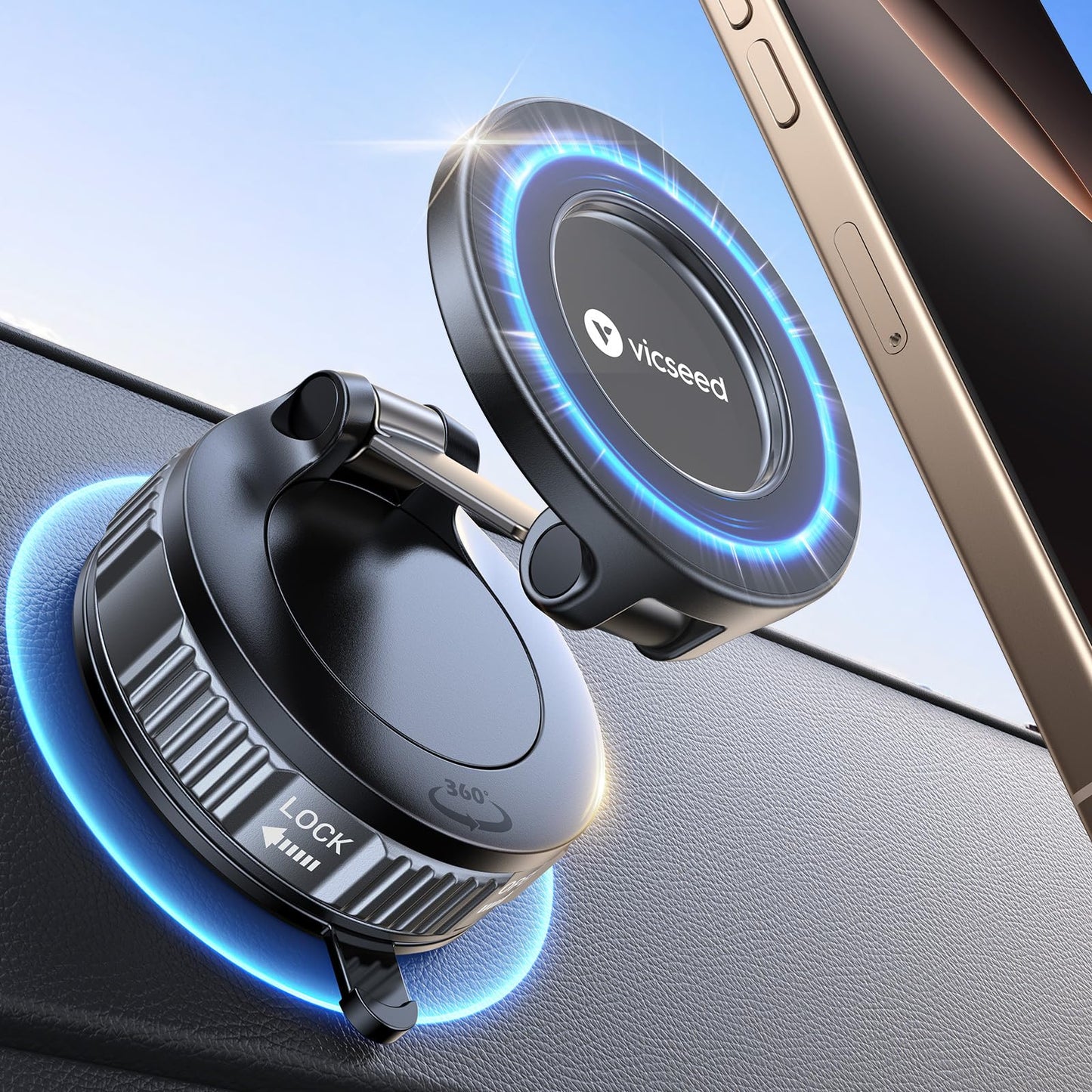 Magnetic Car Phone Mount with Strong Suction 360° Adjustable Holder