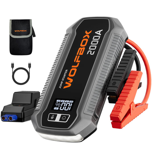 12V Jump Starter 24000mAh with 65W Fast Charge LED Display & Booster Cables